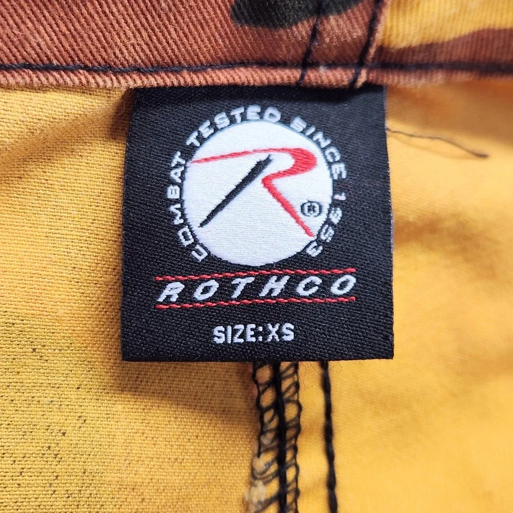 Rothco Camo Cargo Pants Mens XS 34x28 Orange Yellow Relaxed Fit Drawstring Hem